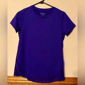 Like New! Athleta Cadence Tee Athletic Top Sheer Hem purple blue XS